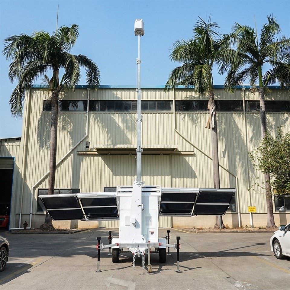 Solar CCTV Tower System Mobile Surveillance Camera Trailer With Backup Diesel best
